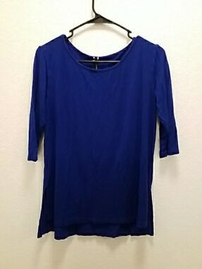 Women's Royal Blue Round Neck 3/4 Sleeve Top